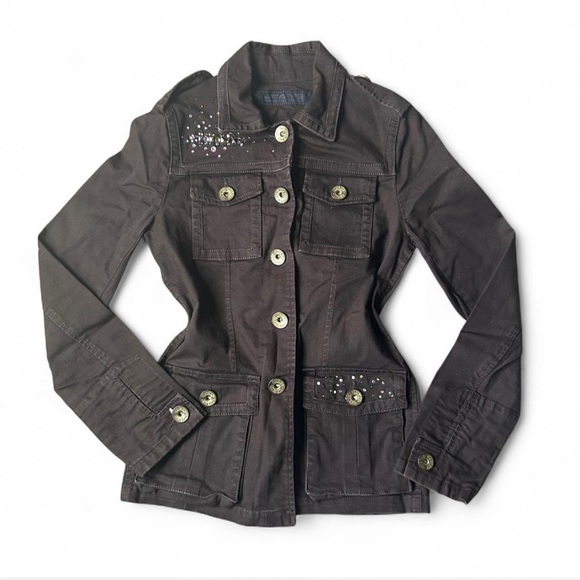 Votre Nom Jackets & Blazers - Votre Nom Brown Bling Utility Jacket